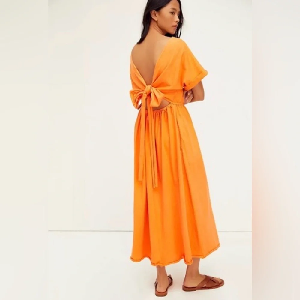 Free people Sorrento orange midi dress small